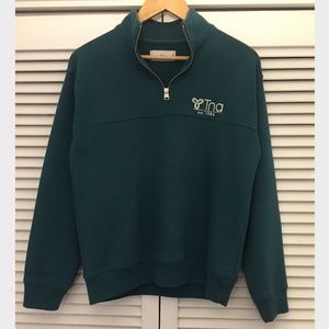 TNA dark green quarter zip sweater